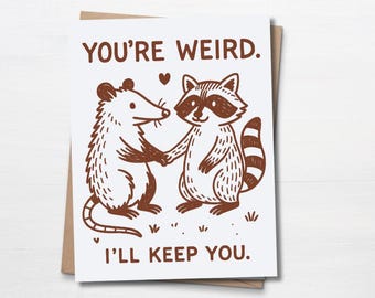 Funny Feral Card for Boyfriend, Opossum Love Card for Girlfriend, Funny Gift For Husband, Raccoon Card For Wife, Valentines Day, Anniversary