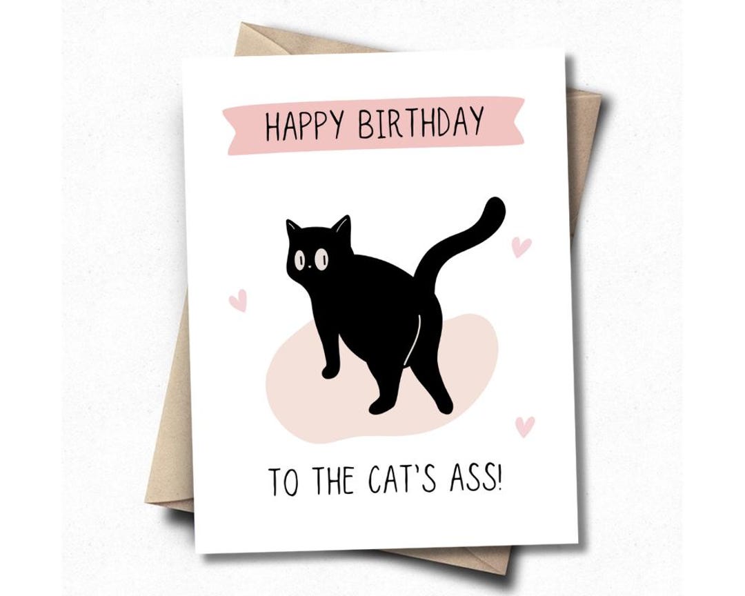 Funny Cat Birthday Card, Card for Cat Lover, Black Cat, Cute Birthday ...
