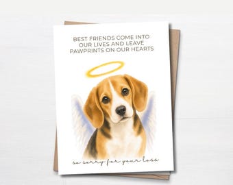 Biglietto di condoglianze per Beagle, Biglietto commemorativo per Beagle, Biglietto per la perdita di un cane, Biglietto di condoglianze per animali domestici, Regalo di condoglianze per Beagle, Regalo di condoglianze per la perdita di un animale domestico