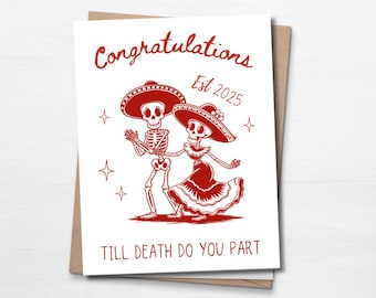 Funny Wedding Card, Vintage, Retro Vintage, Goth Wedding, Halloween Wedding, Skeleton Love Card, Funny Dark Humor, Gothic Wedding Card