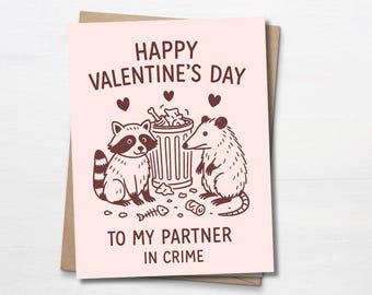 Funny Feral Valentine's Day Card for Boyfriend, Opossum Love Card for Girlfriend, Funny Gift For Husband, Raccoon Card For Wife, Valentines