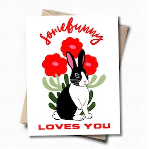 Carte lapin, carte d'anniversaire, carte de fête des mères, carte pour elle, carte pour maman, cadeau pour mère, carte pour amie, peinture lapin mignon, art tendance