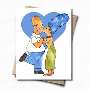 Homer and Marge, The Simpsons, Funny Card, Birthday Card, Greeting Card, Mother&#39;s Day Card, Retro, 90s, Father&#39;s Day Card, Gift for her