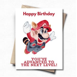 Mario, Funny Card, Birthday Card, Greeting Card, Gift for him, Retro, 90s, Dad Gift, Son, Brother, Super Mario Bros, Gaming, Gamer,