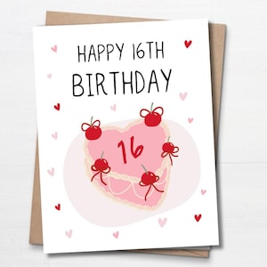 Cartão de aniversário de dezesseis anos, cartão de feliz aniversário de 16 anos para ela, cartão de aniversário, presente de aniversário para filha, presente de aniversário para amiga, 16 anos