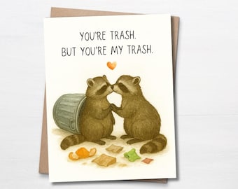Funny Feral Card for Boyfriend, Opossum Love Card for Girlfriend, Funny Gift For Husband, Birthday Card for Wife, Raccoon Anniversary Card