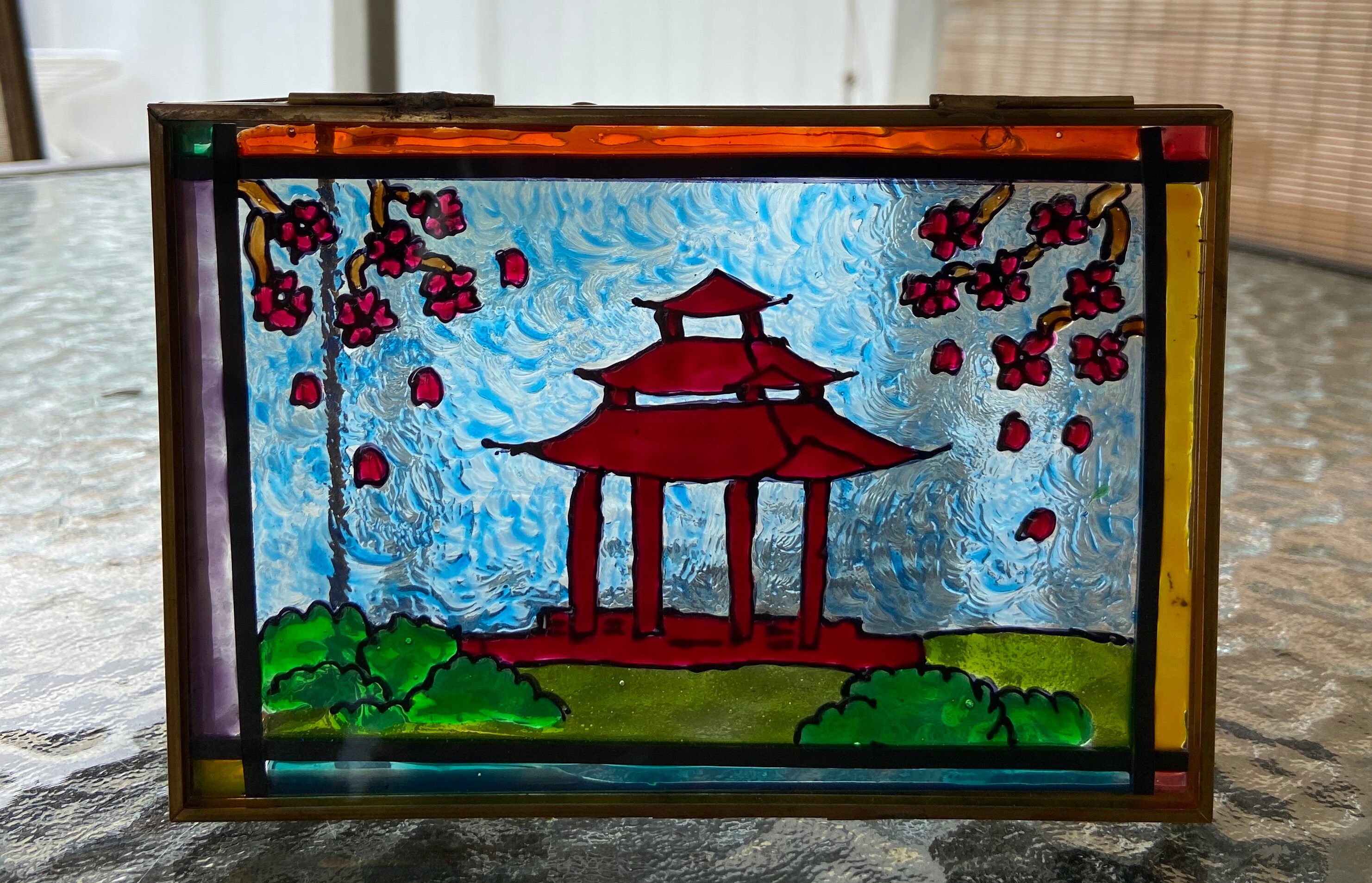 Stained Glass Picture Asian Landscape Etsy
