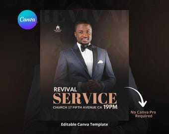 Revival Service Flyer Template | Editable Church Event Poster (Canva)