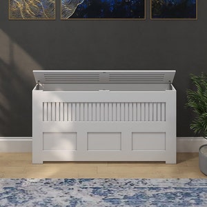 PTAC Decorative Wooden Cover Cabinet, Top Cover Equipped with Hinges for Easy Access, Depth 10&quot;, White Finish, Customizable Option Available