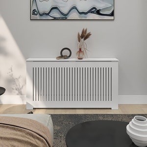 AURORA Modern Heat Cover Cabinet, High Quality Medex Wood Radiator Cover, Depth 10 inches, White Finish, Custom Sizes Options Available image 1