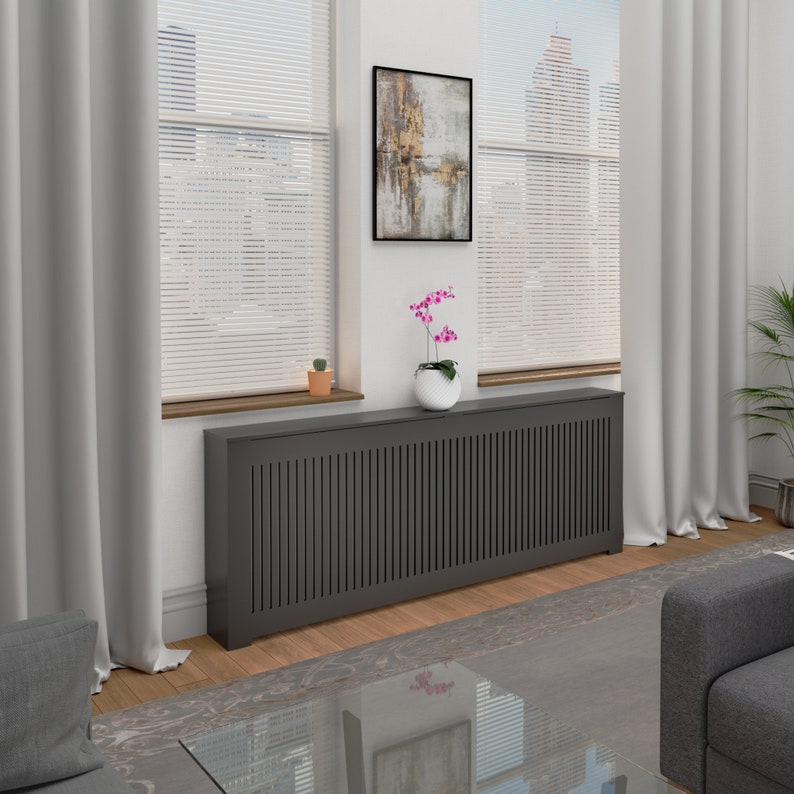 What are the benefits of using radiator covers in home decor? What materials are commonly used in radiator cover construction? Are there customizable options for radiator covers? Are radiator covers easy to install and maintain?