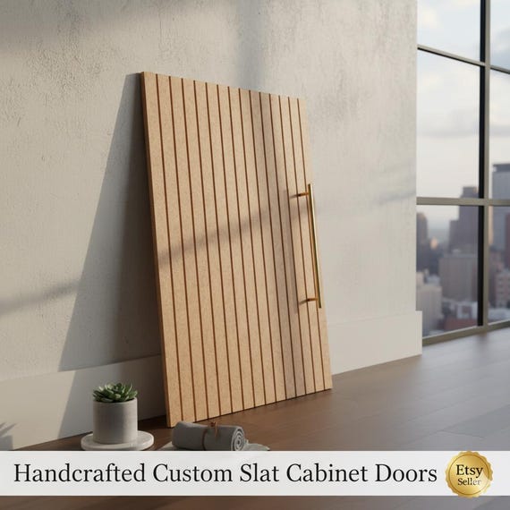 Modern Slats Cabinet Doors, Custom Replacement Cabinet Fronts, Kitchen Refacing Door, Made in NYC