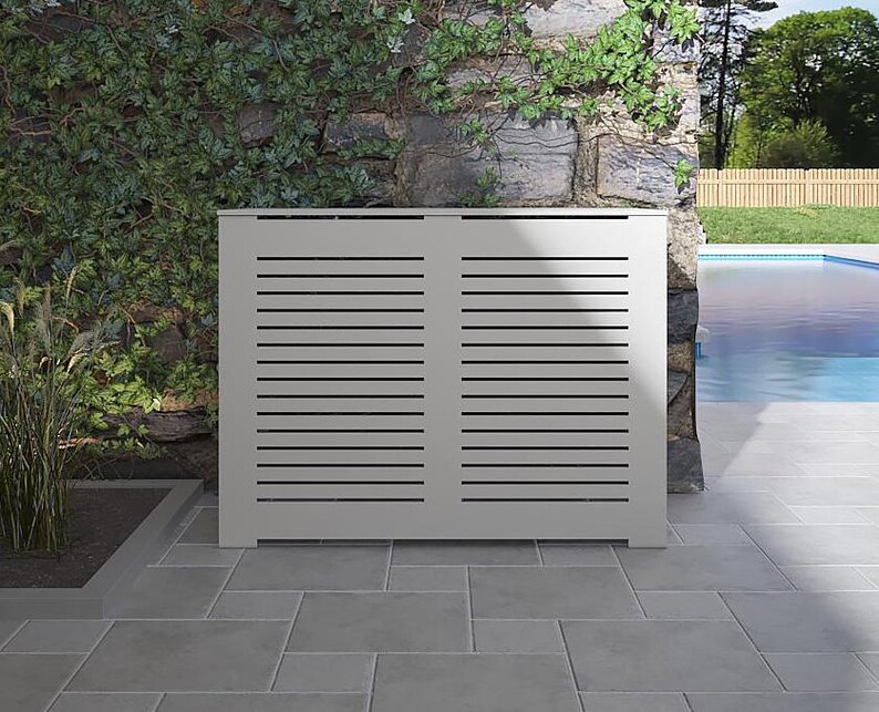Privacy Outdoor Covers, Designer White Modern PVC Fence for AC Units