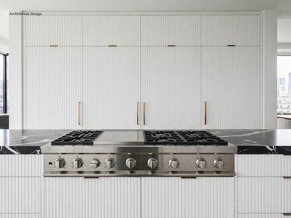 Custom Cabinet Door Replacements, Modern Slatted Wooden Doors for Refacing Projects, Made in NYC