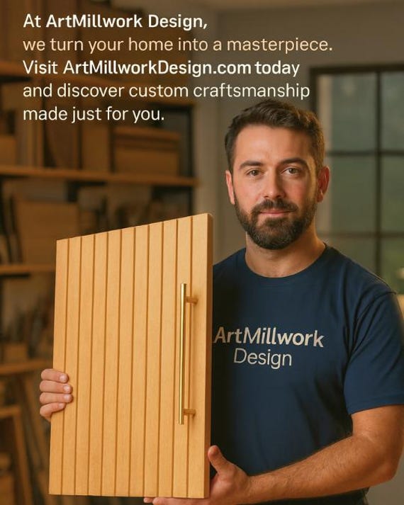 Slatted Kitchen Cabinet Doors and Drawers, Custom Replacement Doors, Customizable Options Available, Paintable, Made in NYC