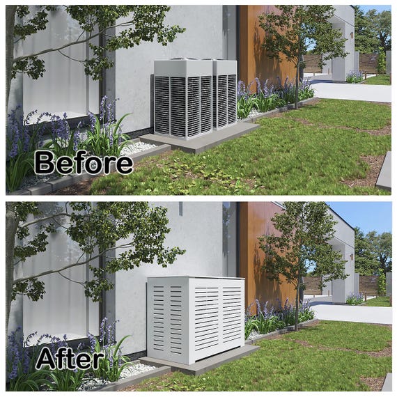 Custom Air Conditioner Cover With Top, PVC HVAC Fence, Trash Can Fence, Pool Equipment Enclosure, Privacy Fence for Outside, Made in NYC