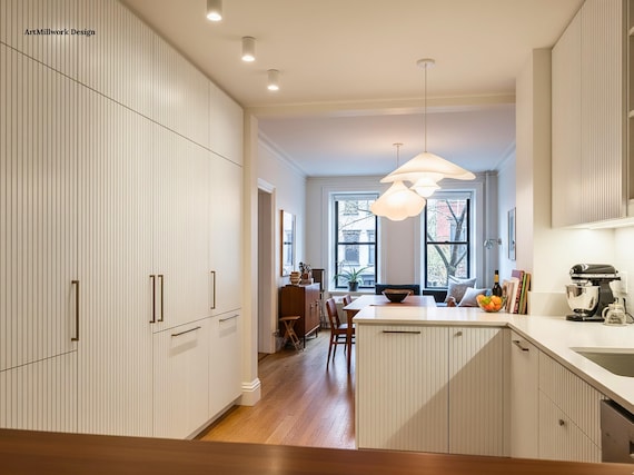 Modern Slat Cabinet Doors, Custom Sizes, Kitchen & Bathroom Vanity Refacing, Made in NYC