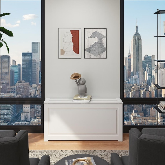 New York PTAC Cover Cabinet, 12" Deep Cabinet, White Finish, Custom Built in NYC, Decorative HVAC Covers for Hotels, Homes & Offices.