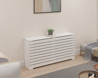 DANTE Modern Heat Cover Cabinet, High Quality Medex Wood Radiator Cover, Depth - 10 inches, White Finish, Custom Sizes Options Available