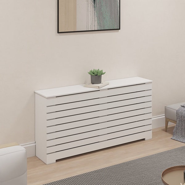 DANTE Modern Heat Cover Cabinet, High Quality Medex Wood Radiator Cover, Depth - 10 inches, White Finish, Custom Sizes Options Available