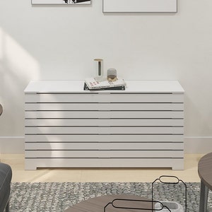 DANTE Modern Heat Cover Cabinet, High Quality Medex Wood Radiator Cover, Depth - 10 inches, White Finish, Custom Sizes Options Available