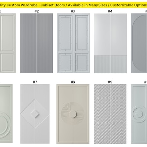 Modern Design Wardrobe & Closet Doors - Customizable Options Available - Available 10 Unfinished Designs - Paintable - Made in NYC USA