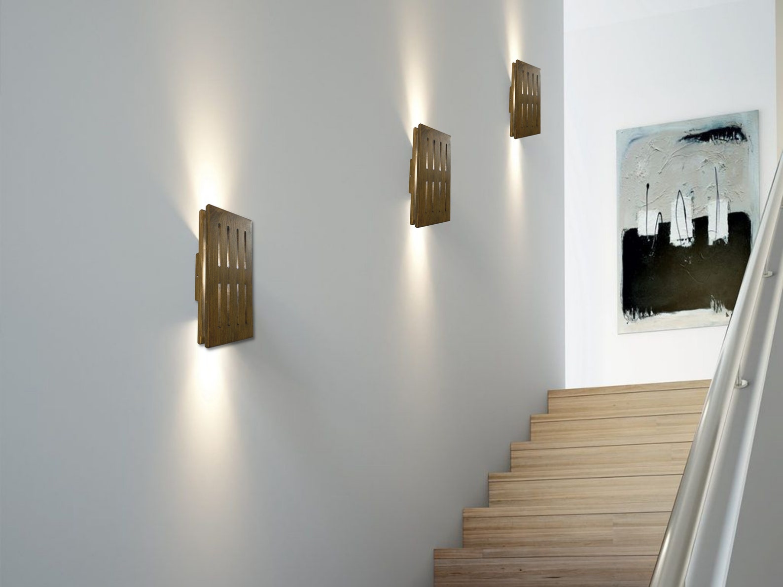 Natural Wood LED Wall Light Wood Wall Sconce Unique Night Etsy