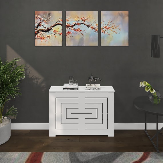 BIANCA Modern Heat Cover Cabinet, High Quality Medex Wood Radiator Cover, Depth - 10 inches, White Finish, Custom Sizes Options Available