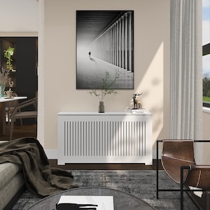 AURORA Modern Heat Cover Cabinet, High Quality Medex Wood Radiator Cover, Depth 10 inches, White Finish, Custom Sizes Options Available image 6