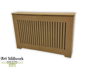 AURORA Modern Unfinished Radiator Cover Cabinet, High Quality Medex Wood Radiator Cover, Depth - 10 inches, Custom Sizes Options Available