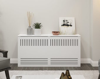 ROSALIA Modern Heat Cover Cabinet, High Quality Medex Wood Radiator Cover, Depth - 10 inches, White Finish, Custom Sizes Options Available