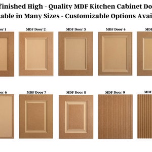 Custom Kitchen Cabinet Doors - Available in 10 Unfinished Designs - Customizable Options Available -  Paintable - MDF Wood - Made in NYC USA