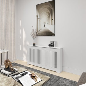 AURORA Modern Heat Cover Cabinet, High Quality Medex Wood Radiator Cover, Depth 10 inches, White Finish, Custom Sizes Options Available image 4