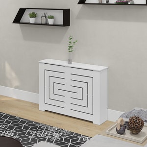 BIANCA Modern Heat Cover Cabinet, High Quality Medex Wood Radiator Cover, Depth - 10 inches, White Finish, Custom Sizes Options Available