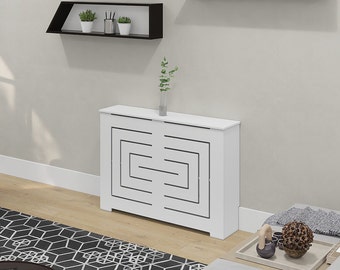 BIANCA Modern Heat Cover Cabinet, High Quality Medex Wood Radiator Cover, Depth - 10 inches, White Finish, Custom Sizes Options Available
