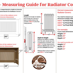 AURORA Modern Heat Cover Cabinet, High Quality Medex Wood Radiator Cover, Depth 10 inches, White Finish, Custom Sizes Options Available image 3