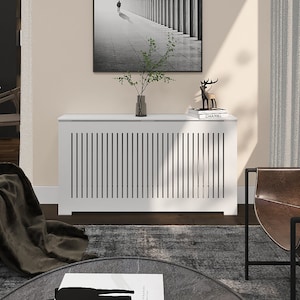 AURORA Modern Heat Cover Cabinet, High Quality Medex Wood Radiator Cover, Depth - 10 inches, White Finish, Custom Sizes Options Available