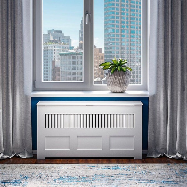 Manhattan Decorative Radiator Cover Cabinet, High Quality Radiator Cover, Depth - 10 inches, White Finish, Custom Sizes Options Available