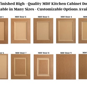 Replacement Cabinet Doors & Drawers - Customizable Options Available - Available in 10 Unfinished Designs - Paintable - MDF Cabinet Doors