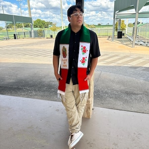 Sarape Graduation Stole, Mexican Graduation Stole, Class of 2025 Sash, Tricolor Grad Sash, Virgen de Guadalupe Graduation Sash