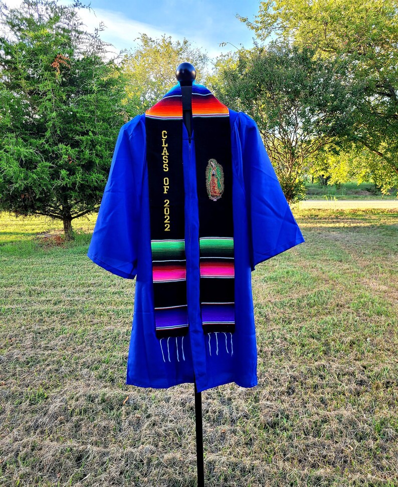Mexican graduation stole, Sarape graduation stole, class of 2022,  senior sash, First Generation, virgen de guadalupe 