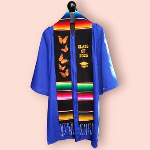Mexican Graduation Stole, Sarape Graduation Stole, Sarape Graduation Sash, Butterfly Graduation Stole, Class of 2025 Stole