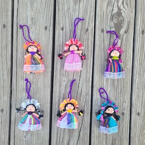 Mini Otomi Doll Ornament, Mexican Doll Ornament, Lele Doll, Muñeca lele, Mexican Christmas Ornaments, Mexican Tree decor
