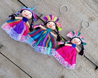 Mini Otomi Doll Keychain, Mexican Doll Keychain, Lele Doll Keychain, Mexican Lele Doll Keychain