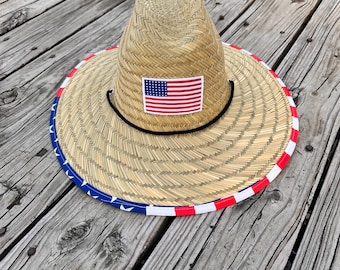 Straw Hat, USA sombrero, Sombrero de Paja, Sombrero, Beach hat, Boho hats, American Hat, USA Hat