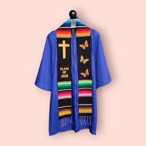 Mexican Sarape Stole, Mexican Graduation Stole, Butterfly graduation stole, Sarape Stole, Class of 2025 Stole, Estola de Graduacion