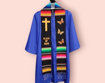 Mexican Sarape Stole, Mexican Graduation Stole, Butterfly graduation stole, Sarape Stole, Class of 2025 Stole, Estola de Graduacion