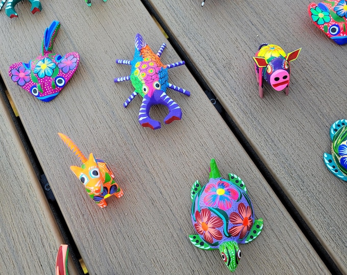 Mini Alebrijes, Alebrijes de Oaxaca, Hand painted Alebrijes