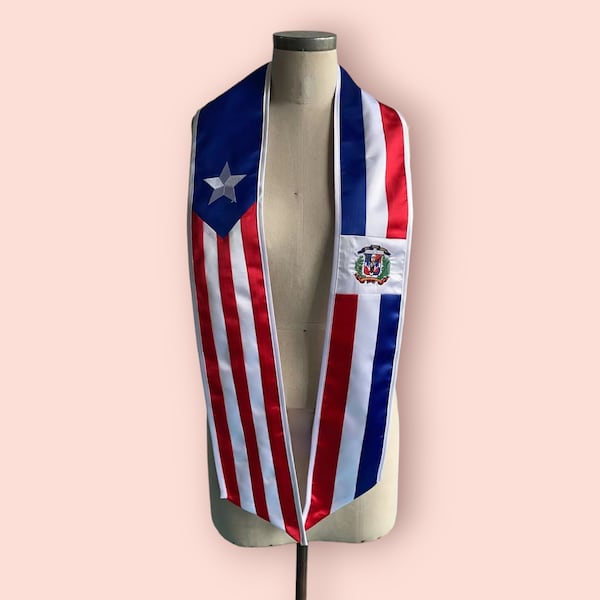 Puerto Rico/Dominican Republic Graduation Stole, First Generation, Class of 2024, graduation sash, satin stole