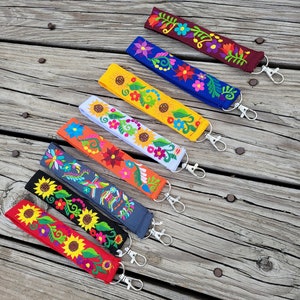 Embroidered Lanyard, Mexican Embroidery Lanyard, Floral Lanyard